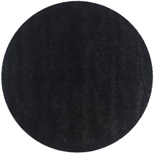 SAFAVIEH Zottelig Teppich für Wohnzimmer, Esszimmer, Schlafzimmer - California Shag Collection, Hoher Flor, Schwarz, 122 X 122 cm von Safavieh