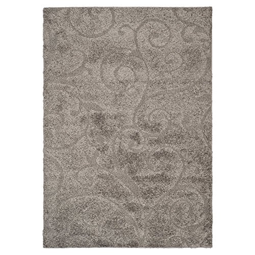 SAFAVIEH Zottelig Teppich für Wohnzimmer, Esszimmer, Schlafzimmer - Florida Shag Collection, Hoher Flor, Grau, 160 X 229 cm von Safavieh