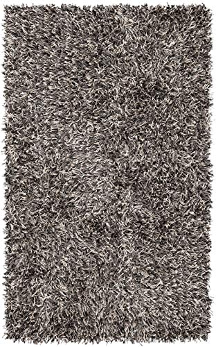 SAFAVIEH Zottelig Teppich für Wohnzimmer, Esszimmer, Schlafzimmer - New Orleans Shag Collection, Hoher Flor, Platin und Elfenbein, 61 X 91 cm von Safavieh