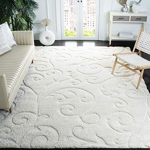 SAFAVIEH Zottelig Teppich für Wohnzimmer, Esszimmer, Schlafzimmer - Florida Shag Collection, Hoher Flor, Creme und Creme, 183 X 274 cm von Safavieh