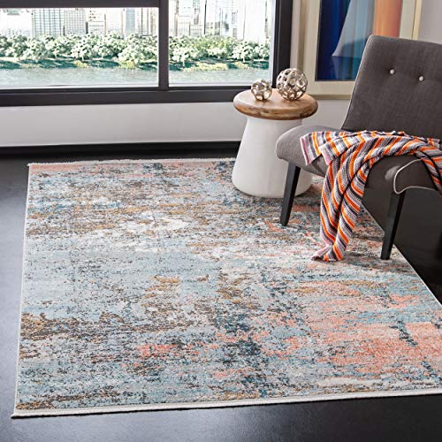 SAFAVIEH Zeitgenössische Teppich für Wohnzimmer, Esszimmer, Schlafzimmer - Shivan Collection, Kurzer Flor, Grau und Rosa, 160 X 229 cm von Safavieh