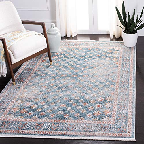 Safavieh Zeitgenössische Teppich für Wohnzimmer, Esszimmer, Schlafzimmer - Shivan Collection, Kurzer Flor, Blau und Rose, 122 X 183 cm von Safavieh