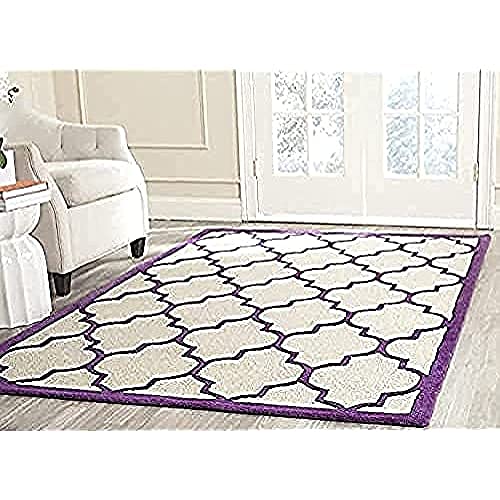 SAFAVIEH Geometrisch Teppich für Wohnzimmer, Esszimmer, Schlafzimmer - Cambridge Collection, Kurzer Flor, Elfenbein und Lila, 152 X 244 cm SAFAVIEH Geometrisch Teppich für Wohnzimmer, Esszimmer, Schlafzimmer - Cambridge Collection, Kurzer Flor, Elfenbein und Lila, 152 X 244 cm von Safavieh