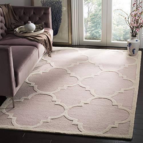 SAFAVIEH Modern Teppich für Wohnzimmer, Esszimmer, Schlafzimmer - Cambridge Collection, Kurzer Flor, Hellrosa und Elfenbein, 152 X 244 cm von Safavieh