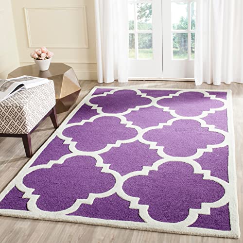 SAFAVIEH Modern Teppich für Wohnzimmer, Esszimmer, Schlafzimmer - Cambridge Collection, Kurzer Flor, Lila und Elfenbein, 91 X 152 cm von Safavieh