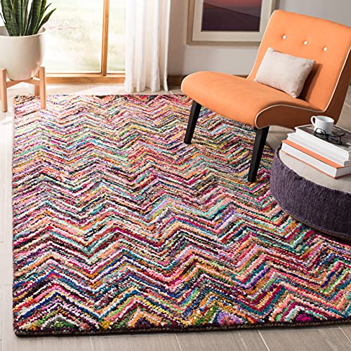 SAFAVIEH Übergangs-Teppich Wohnzimmer, Esszimmer, Schlafzimmer - Nantucket Collection, Kurzer Flor, Multi, 91 X 152 cm von Safavieh