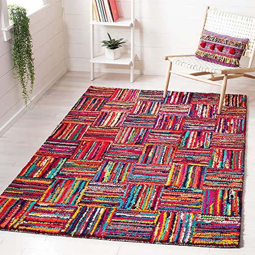 SAFAVIEH Übergangs-Teppich Wohnzimmer, Esszimmer, Schlafzimmer - Nantucket Collection, Kurzer Flor, Multi, 91 X 152 cm von Safavieh