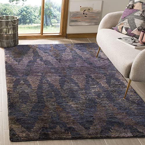 SAFAVIEH Boho Teppich für Wohnzimmer, Esszimmer, Schlafzimmer - Bohemiam Collection, Hoher Flor, Mitternachtsviolett, 122 X 183 cm von Safavieh