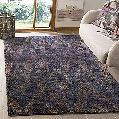 SAFAVIEH Boho Teppich für Wohnzimmer, Esszimmer, Schlafzimmer - Bohemiam Collection, Hoher Flor, Mitternachtsviolett, 152 X 244 cm von Safavieh