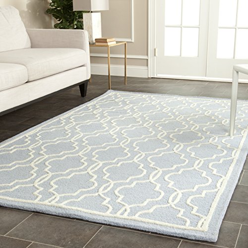 SAFAVIEH Geometrisch Teppich für Wohnzimmer, Esszimmer, Schlafzimmer - Cambridge Collection, Kurzer Flor, Hellblau und Elfenbein, 183 X 274 cm von Safavieh