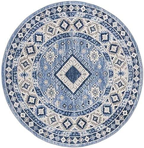 SAFAVIEH Stammes-inspiriert Teppich für Wohnzimmer, Esszimmer, Schlafzimmer - Kazak Collection, Kurzer Flor, Blau und Creme, 201 X 201 cm von Safavieh