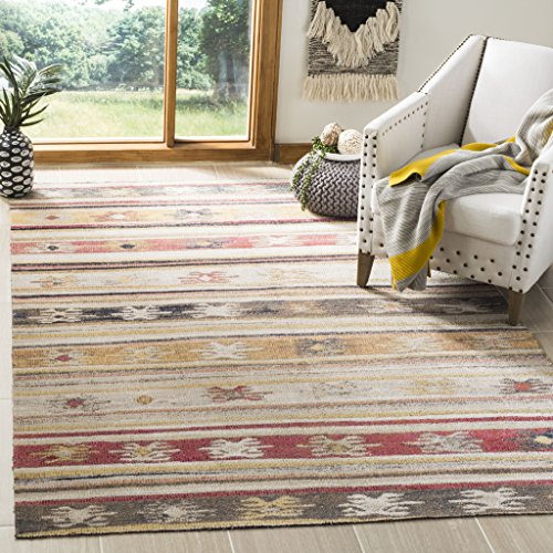 SAFAVIEH Boho Teppich für Wohnzimmer, Esszimmer, Schlafzimmer - Montage Collection, Kurzer Flor, Taupe und Multi, 122 X 183 cm von Safavieh