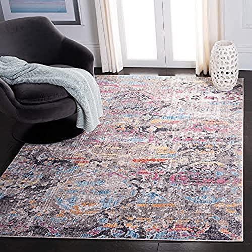 SAFAVIEH Trendige Neu Übergangsweise Teppich für Wohnzimmer, Esszimmer, Schlafzimmer - Bristol Collection, Kurzer Flor, Grau und Blau, 155 X 229 cm von Safavieh