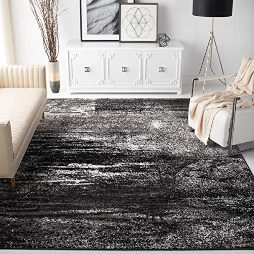 SAFAVIEH Modern abstrakt Teppich für Wohnzimmer, Esszimmer, Schlafzimmer - Adirondack Collection, Kurzer Flor, Silber und Schwarz, 122 X 183 cm von Safavieh