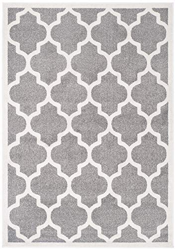 SAFAVIEH Spalier Teppich für Drinnen & Draussen - Amherst Collection, Kurzer Flor, Dunkelgrau und Beige, 152 X 244 cm von Safavieh