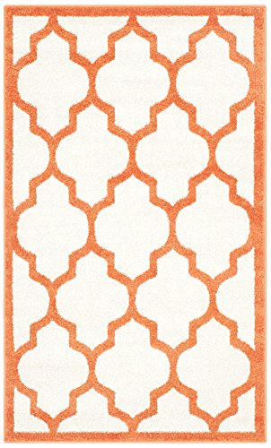 SAFAVIEH Spalier Teppich für Drinnen & Draussen - Amherst Collection, Kurzer Flor, Beige und Orange, 91 X 152 cm von Safavieh