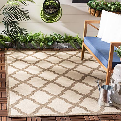 SAFAVIEH Spalier Teppich für Drinnen & Draussen - Beachhouse Collection, Kurzer Flor, Creme und Beige, 79 X 152 cm von Safavieh