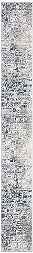 SAFAVIEH Abstrakt Teppich für Wohnzimmer, Esszimmer, Schlafzimmer - Jasper Collection, Kurzer Flor, Elfenbein und Blau, 61 X 244 cm von Safavieh