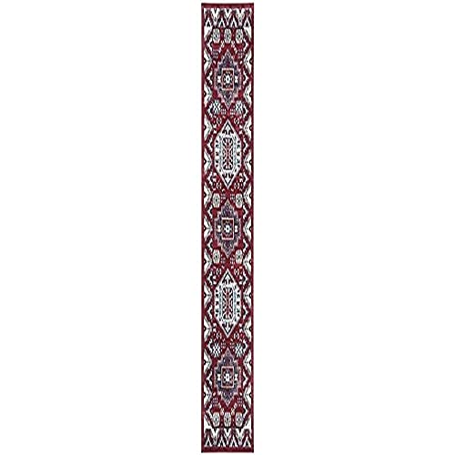 SAFAVIEH Stammes-inspiriert Teppich für Wohnzimmer, Esszimmer, Schlafzimmer - Kazak Collection, Kurzer Flor, Rot und Blau, 61 X 244 cm von Safavieh