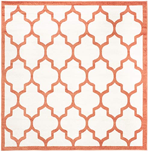 SAFAVIEH Spalier Teppich für Drinnen & Draussen - Amherst Collection, Kurzer Flor, Beige und Orange, 213 X 213 cm von Safavieh