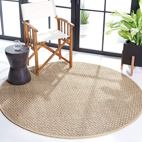 SAFAVIEH Naturfaser Teppich für Wohnzimmer, Esszimmer, Schlafzimmer - Natural Fiber Collection, Kurzer Flor, Natur und Beige, 91 X 91 cm von Safavieh