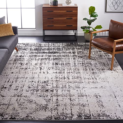 SAFAVIEH Modern abstrakt Teppich für Wohnzimmer, Esszimmer, Schlafzimmer - Adirondack Collection, Kurzer Flor, Silber und Schwarz, 155 X 229 cm von Safavieh