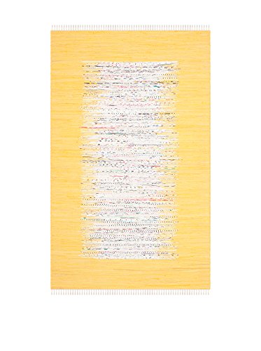 SAFAVIEH Modern Teppich für Wohnzimmer, Esszimmer, Schlafzimmer - Montauk Collection, Kurzer Flor, Elfenbein und Gelb, 152 X 244 cm von Safavieh