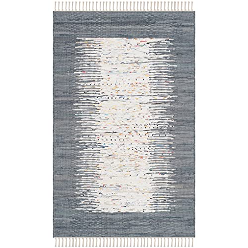 SAFAVIEH Modern Teppich für Wohnzimmer, Esszimmer, Schlafzimmer - Montauk Collection, Kurzer Flor, Elfenbein und Grau, 76 X 122 cm von Safavieh