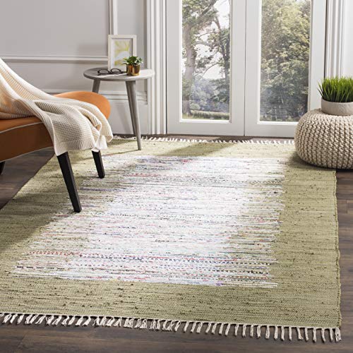 SAFAVIEH Modern Teppich für Wohnzimmer, Esszimmer, Schlafzimmer - Montauk Collection, Kurzer Flor, Elfenbein und Oliv, 122 X 183 cm von Safavieh