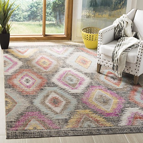 SAFAVIEH Hell und modern Drinnen & Draussen - Montage Collection, Kurzer Flor, Grau und Multi, 91 X 152 cm von Safavieh