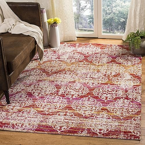 SAFAVIEH Hell und modern Drinnen & Draussen - Montage Collection, Kurzer Flor, Pink und Multi, 122 X 183 cm von Safavieh