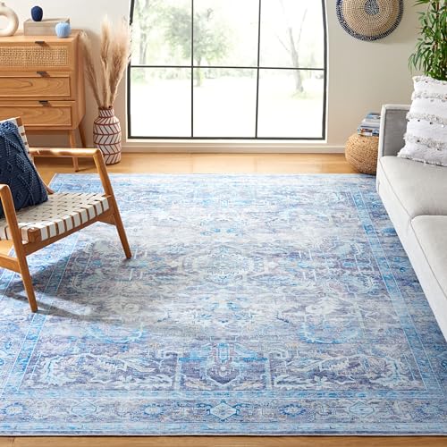Safavieh Traditionell Teppich für Maschinenwaschbar und rutschfest - Ideal für stark frequentierte Bereiche - Tucson Collection, Kurzer Flor, Beige und Grau, 120 X 120 cm von Safavieh