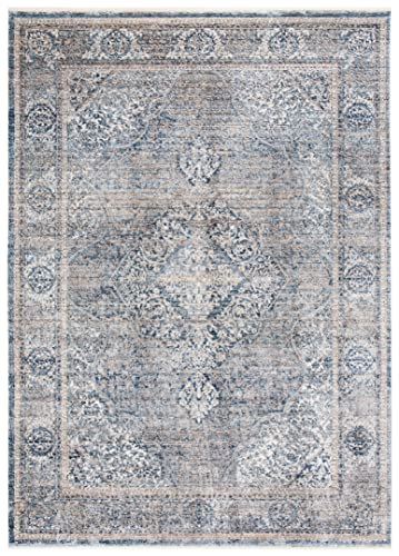 Safavieh Traditionell Teppich für Wohnzimmer, Esszimmer, Schlafzimmer-Dream Collection, Kurzer Flor, Grau und Türkis, 183 X 274 cm, Wool, Grey/Turquoise von Safavieh