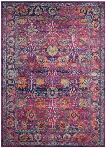 Safavieh Traditionell Teppich für Wohnzimmer, Esszimmer, Schlafzimmer - Granada Collection, Kurzer Flor, Fuchsia und Multi, 200 x 200 cm von Safavieh