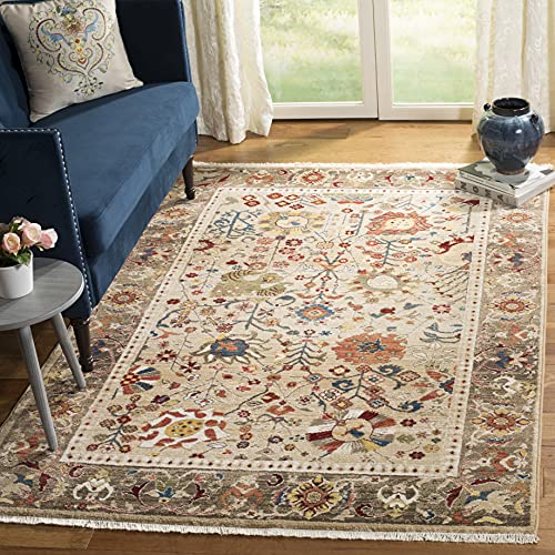 Safavieh Traditionell Teppich für Wohnzimmer, Esszimmer, Schlafzimmer - Kashan Collection, Kurzer Flor, Beige und Taupe, 155 X 226 cm von Safavieh