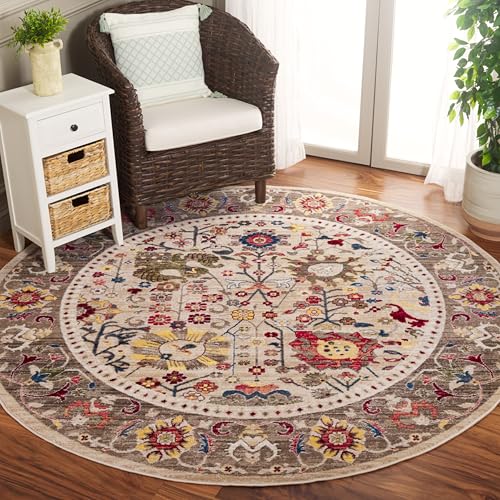 Safavieh Traditionell Teppich für Wohnzimmer, Esszimmer, Schlafzimmer - Kashan Collection, Kurzer Flor, Beige und Taupe, 201 X 201 cm von Safavieh