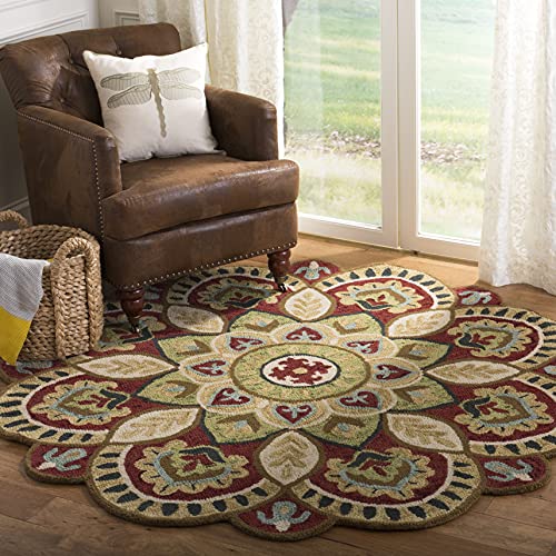 Safavieh Traditionell Teppich für Wohnzimmer, Esszimmer, Schlafzimmer - Novelty Collection, Kurzer Flor, Rot und Taupe, 180 x 180 cm Safavieh Traditionell Teppich für Wohnzimmer, Esszimmer, Schlafzimmer - Novelty Collection, Kurzer Flor, Rot und Taupe, 180 x 180 cm von Safavieh