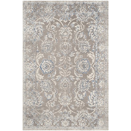 Safavieh Traditionell Teppich für Wohnzimmer, Esszimmer, Schlafzimmer - Patina Collection, Kurzer Flor, Taupe und Blau, 91 X 152 cm von Safavieh