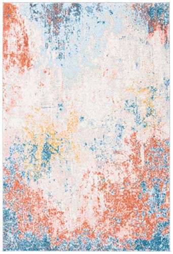 SAFAVIEH Boho Teppich für Wohnzimmer, Esszimmer, Schlafzimmer - Tulum Collection, Kurzer Flor, Elfenbein und Rosa, 61 X 91 cm von Safavieh