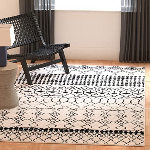 SAFAVIEH Boho Chic Teppich für Wohnzimmer, Esszimmer, Schlafzimmer - Tulum Collection, Kurzer Flor, Elfenbein und Schwarz, 122 X 183 cm von Safavieh