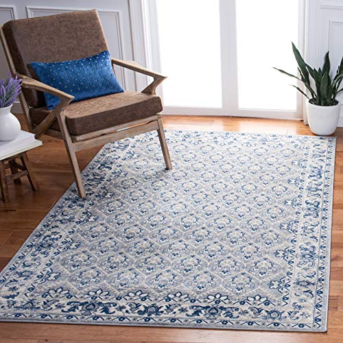 Safavieh Übergangs Teppich für Wohnzimmer, Esszimmer, Schlafzimmer-Brentwood Collection, Kurzer Flor, Grau und Blau, 160 X 229 cm, Polypropylen (PP) von Safavieh