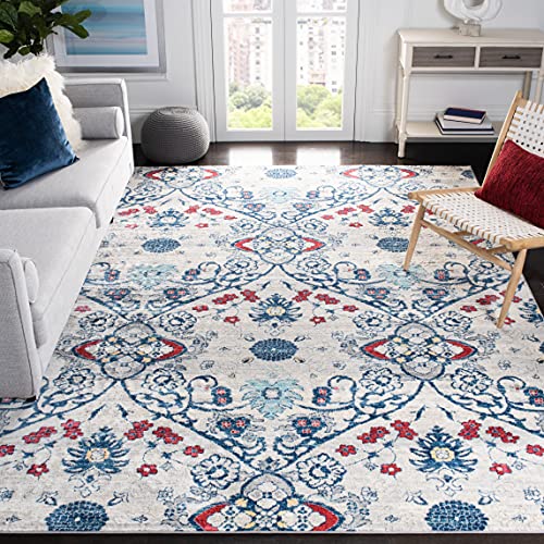 Safavieh Übergangs Teppich für Wohnzimmer, Esszimmer, Schlafzimmer-Brentwood Collection, Kurzer Flor, Marineblau und Grau, 122 X 183 cm, Polypropylen (PP) von Safavieh