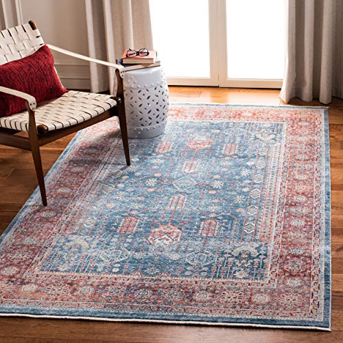 Safavieh VIC997 Vintage Inspiriert Teppich für Wohnzimmer, Esszimmer, Schlafzimmer-Victoria Collection, Kurzer Flor, Marineblau und Rot, 122 X 183 cm, Polypropylen (PP) von Safavieh