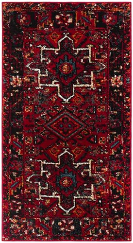 SAFAVIEH Weinlese Hamadan Teppich für Wohnzimmer, Esszimmer, Schlafzimmer - Persian Collection, Kurzer Flor, Rot und Multi, 61 X 91 cm von Safavieh