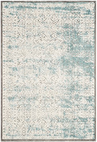 SAFAVIEH Glam Wohnzimmer, Esszimmer, Schlafzimmer - Passion Collection, Kurzer Flor, Türkis und Elfenbein, 155 X 231 cm von Safavieh