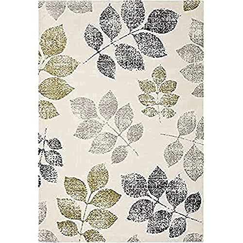 SAFAVIEH Modern Teppich für Wohnzimmer, Esszimmer, Schlafzimmer - Porcello Collection, Kurzer Flor, Elfenbein und Grün, 160 X 231 cm von Safavieh