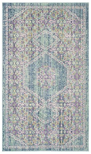 SAFAVIEH Boho Chic Teppich für Wohnzimmer, Esszimmer, Schlafzimmer - Windsor Collection, Kurzer Flor, Spa Blue und Multi, 122 X 183 cm von Safavieh