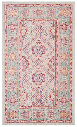 SAFAVIEH Boho Chic Teppich für Wohnzimmer, Esszimmer, Schlafzimmer - Windsor Collection, Kurzer Flor, Spa Pink und Multi, 122 X 183 cm von Safavieh