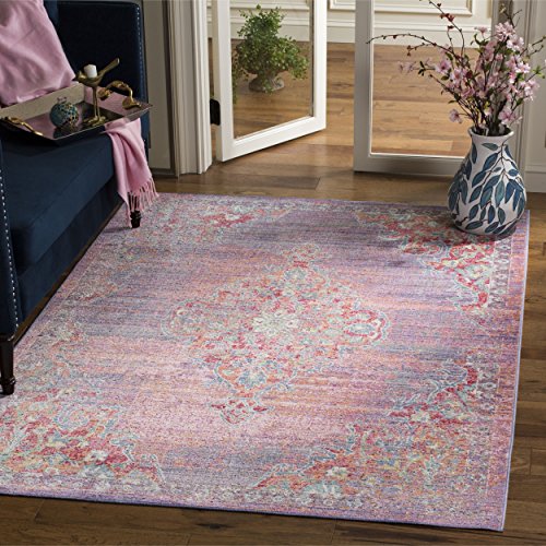 SAFAVIEH Boho Chic Teppich für Wohnzimmer, Esszimmer, Schlafzimmer - Windsor Collection, Kurzer Flor, Lavendel und Fuchsia, 91 X 152 cm von Safavieh