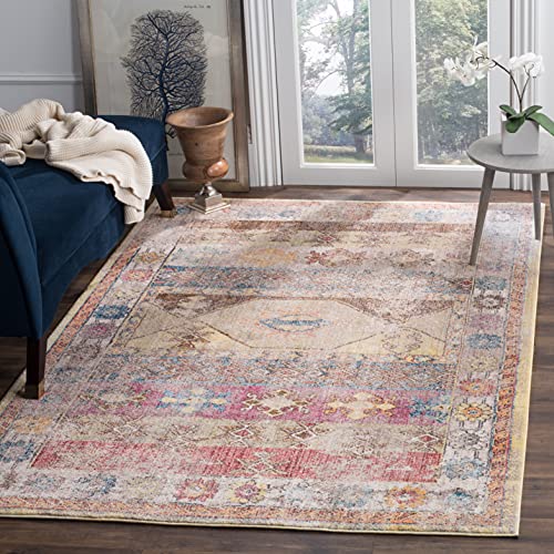 SAFAVIEH Traditionell Teppich für Wohnzimmer, Esszimmer, Schlafzimmer - Bristol Collection, Kurzer Flor, Pink und Multi, 155 X 229 cm von Safavieh